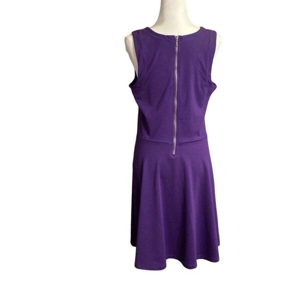 Old Navy Dress Jersey Knit Fit & Flare Purple Back Zip Sleeveless Women’s Large - Picture 2 of 6